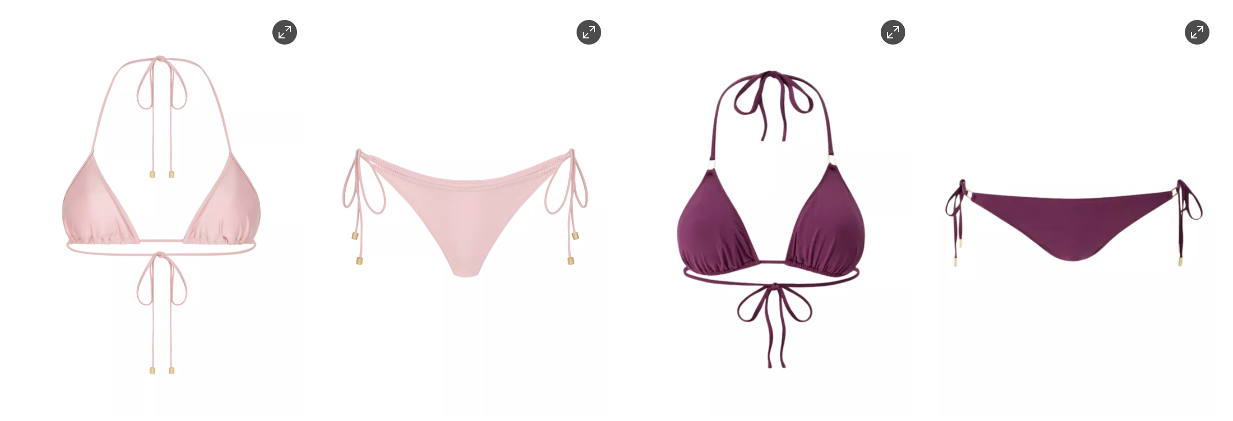 ZEEMUSE triangle bikini in pink and plum - classic zeemuse swimwear tie-side design